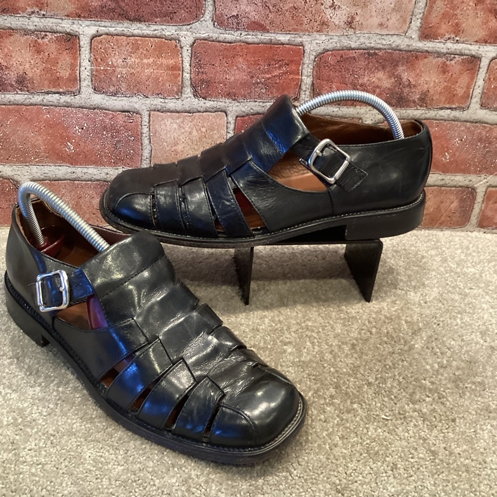 Brass Boot men’s black leather fisherman sandals size 9.5
